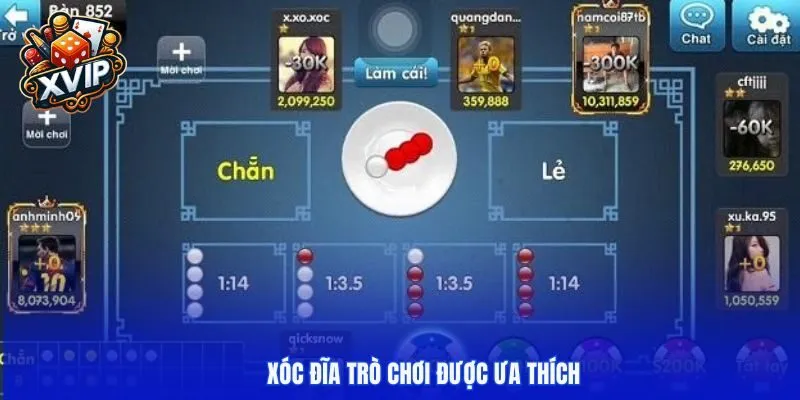 Xóc đĩa trò chơi được ưa thích